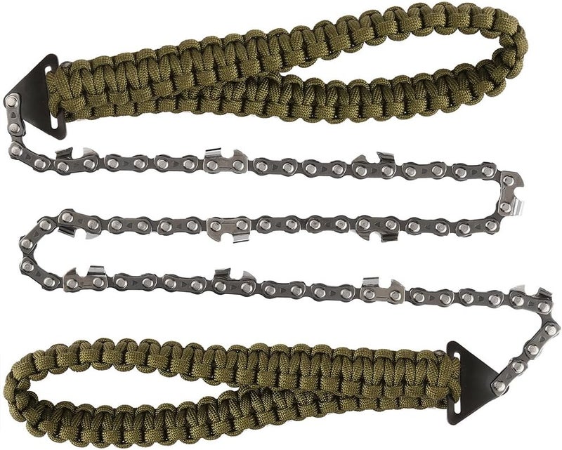 Skyocean Pocket Chainsaw with Paracord Handle 24 Inches 11 Teeth Folding Chain Hand Saw Fast Wood & Tree Cutting Emergency Survival Gear Best for Camping Backpacking Hiking Hunting - Image 1